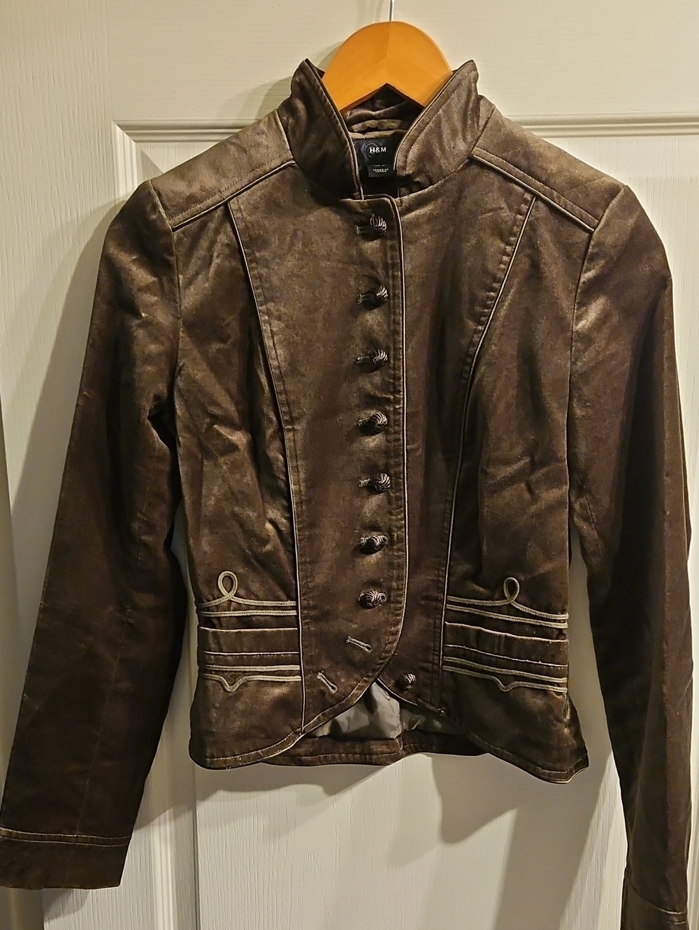 H&M Dark Brown Velvet Military-Inspired Women's Blazer- US 4